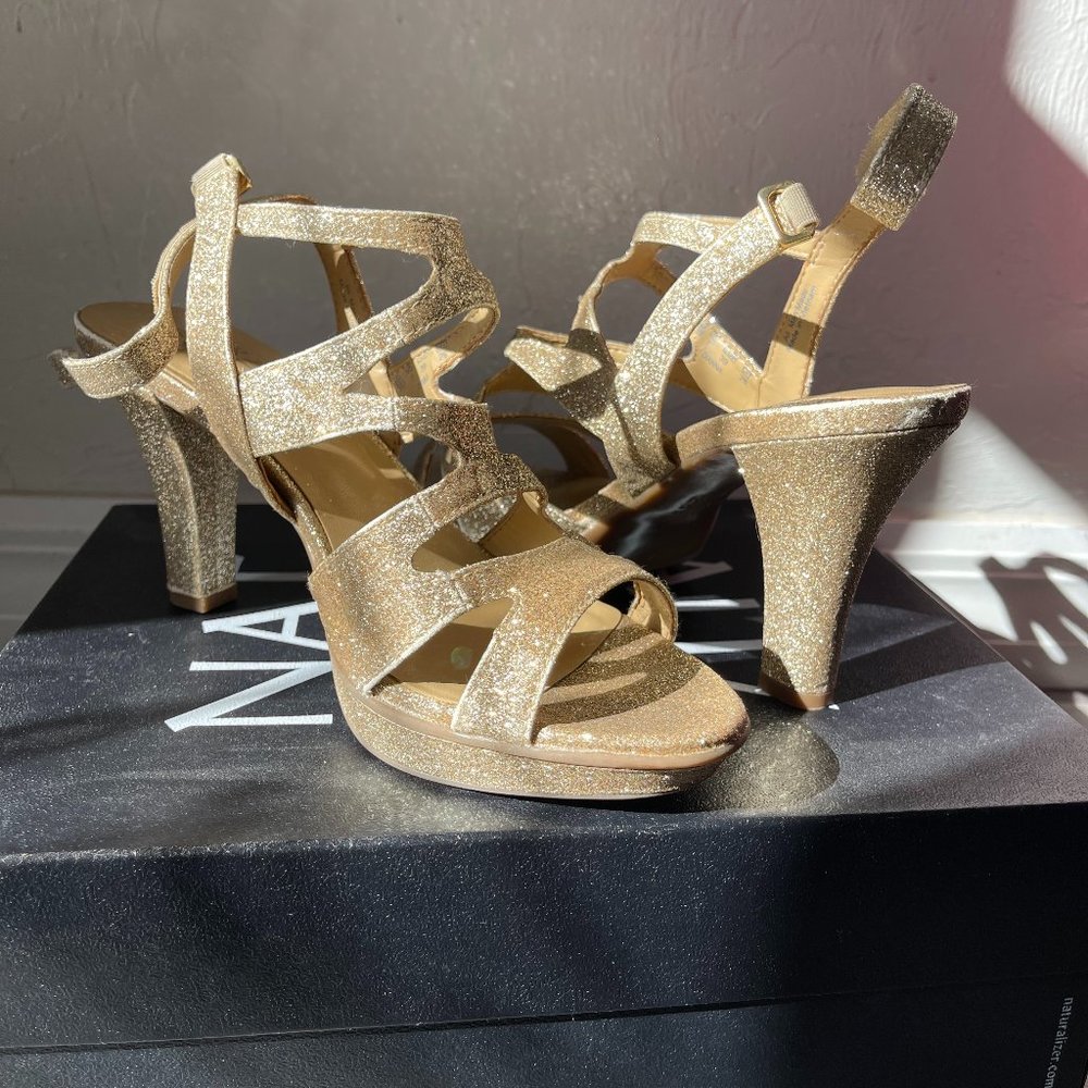 Naturalizer Gold Glitter Heels